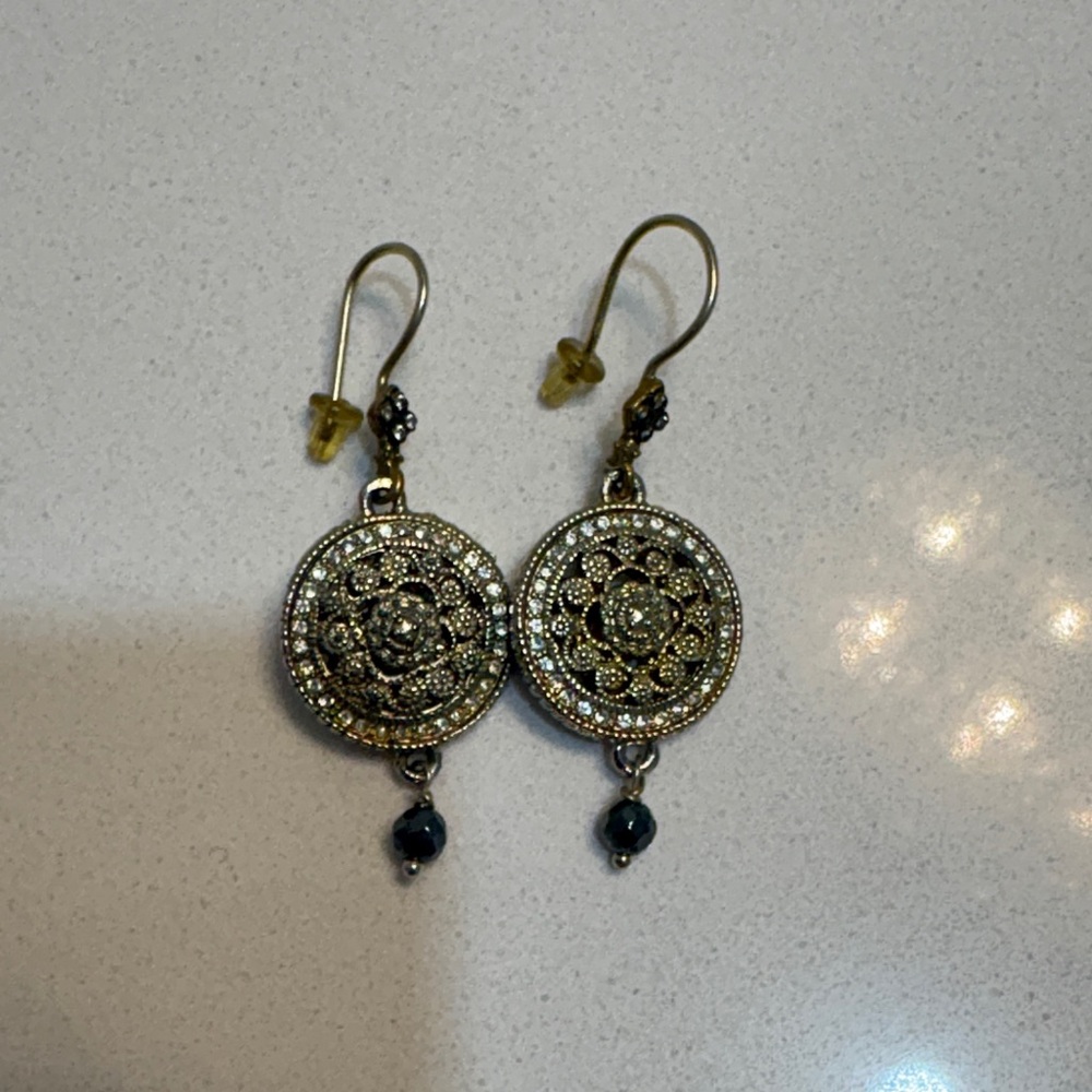 Elegant Gold and Black Dangle Earrings